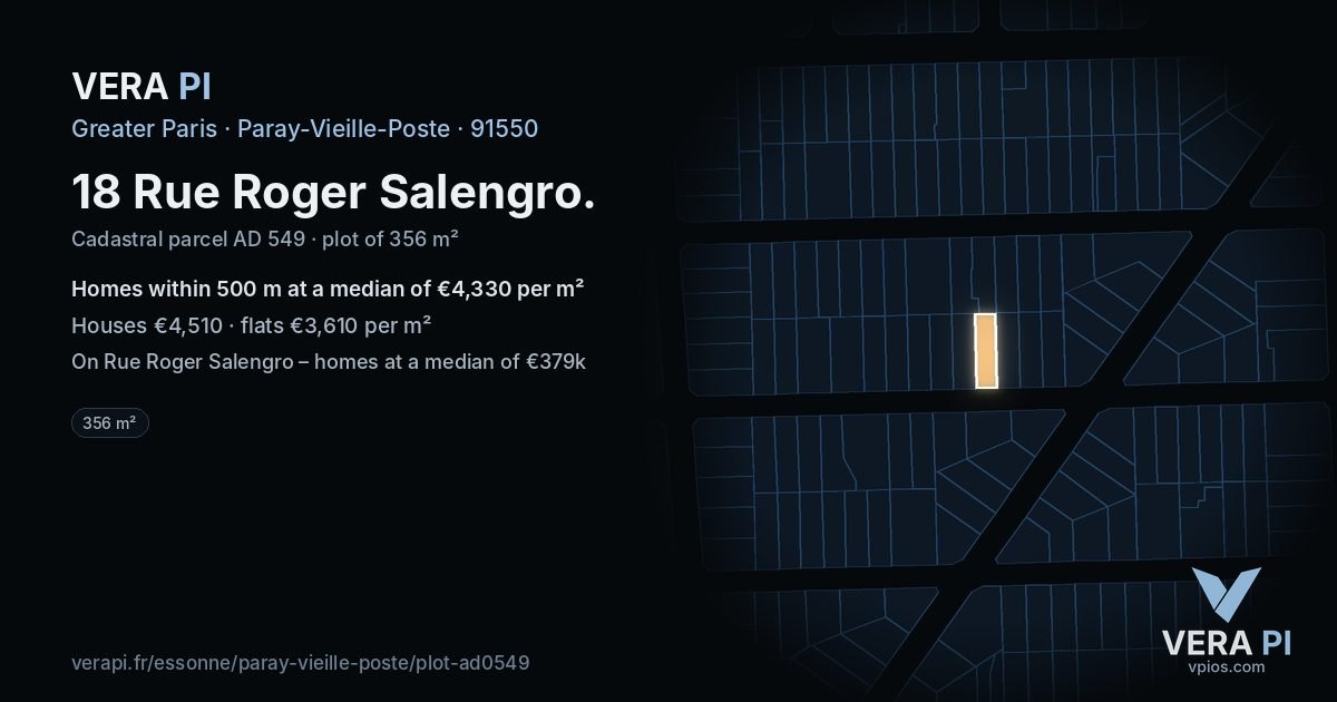 18 Rue Roger Salengro, Paray-Vieille-Poste at night – the plot lit, the parcels around coloured by the prices near them