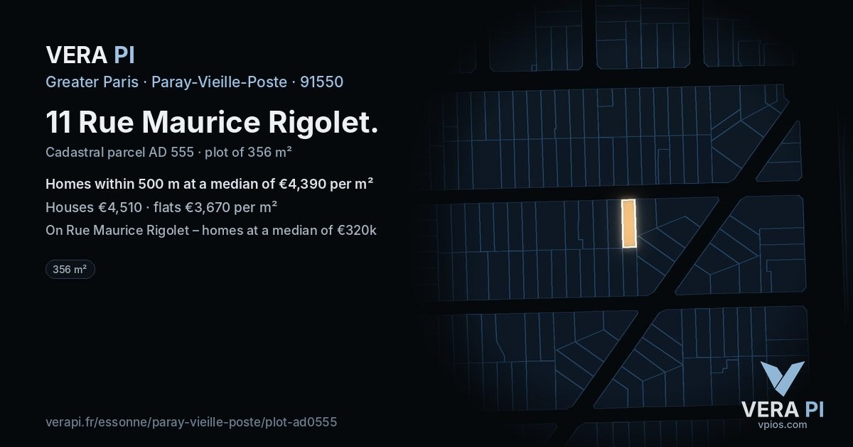 11 Rue Maurice Rigolet, Paray-Vieille-Poste at night – the plot lit, the parcels around coloured by the prices near them