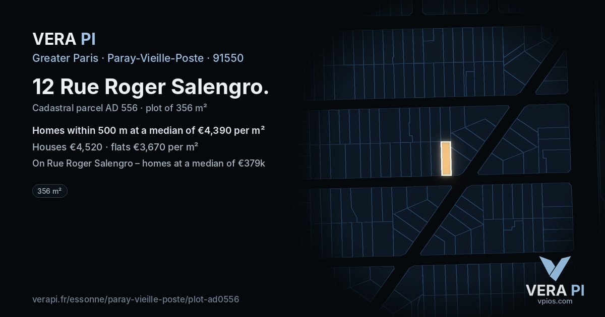 12 Rue Roger Salengro, Paray-Vieille-Poste at night – the plot lit, the parcels around coloured by the prices near them