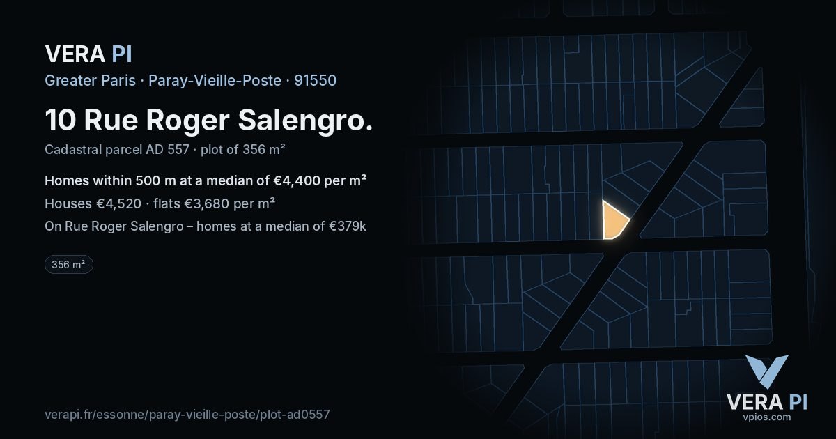 10 Rue Roger Salengro, Paray-Vieille-Poste at night – the plot lit, the parcels around coloured by the prices near them