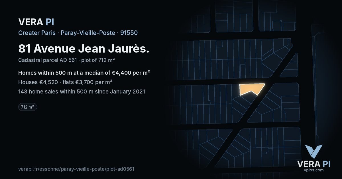81 Avenue Jean Jaurès, Paray-Vieille-Poste at night – the plot lit, the parcels around coloured by the prices near them