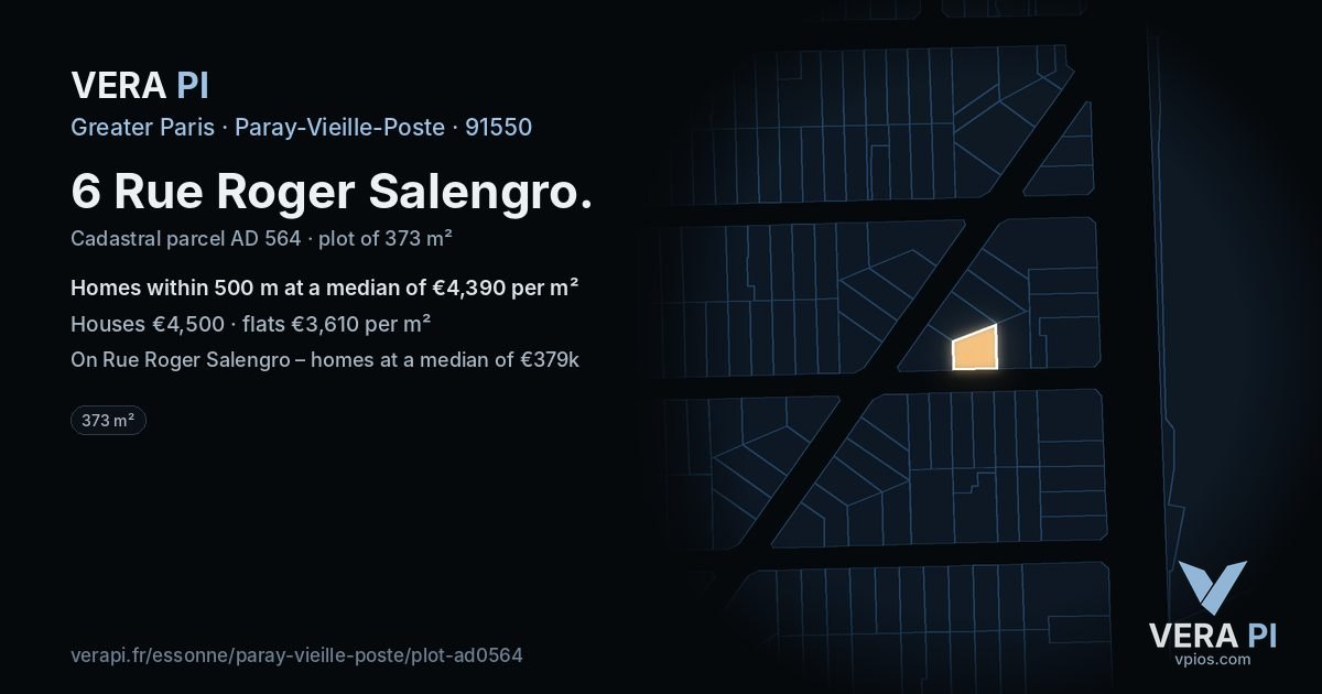 6 Rue Roger Salengro, Paray-Vieille-Poste at night – the plot lit, the parcels around coloured by the prices near them