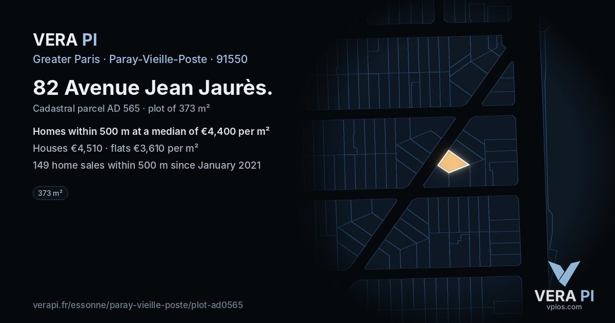 82 Avenue Jean Jaurès, Paray-Vieille-Poste at night – the plot lit, the parcels around coloured by the prices near them