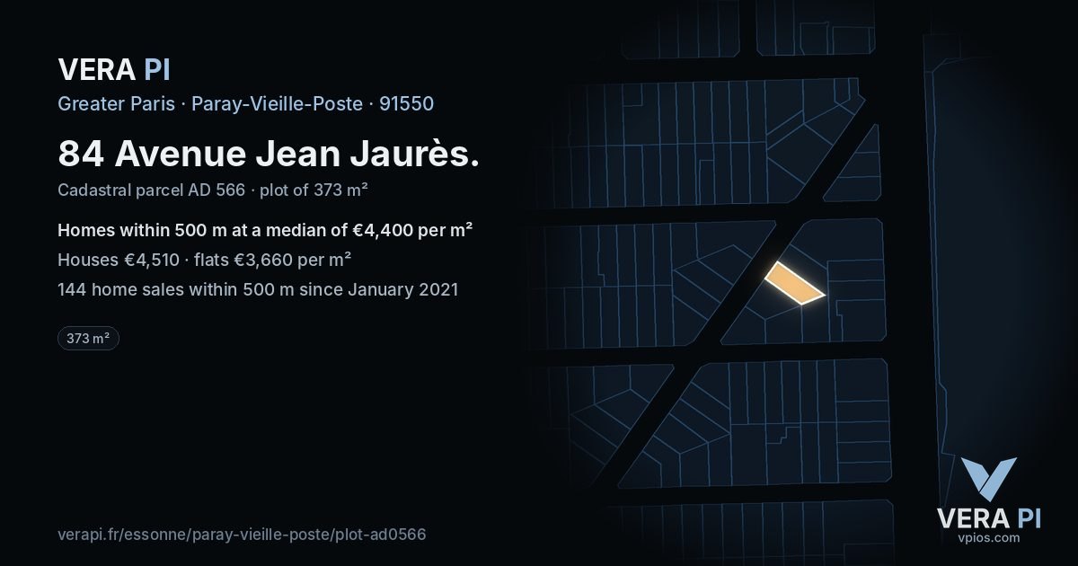 84 Avenue Jean Jaurès, Paray-Vieille-Poste at night – the plot lit, the parcels around coloured by the prices near them