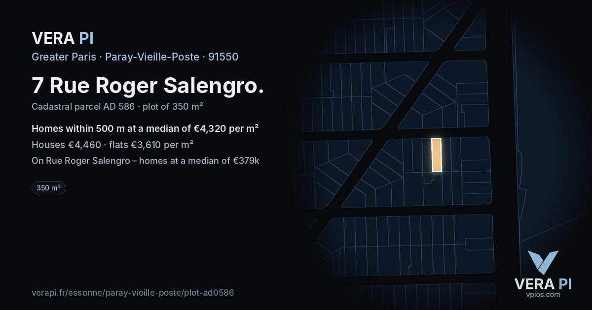 7 Rue Roger Salengro, Paray-Vieille-Poste at night – the plot lit, the parcels around coloured by the prices near them