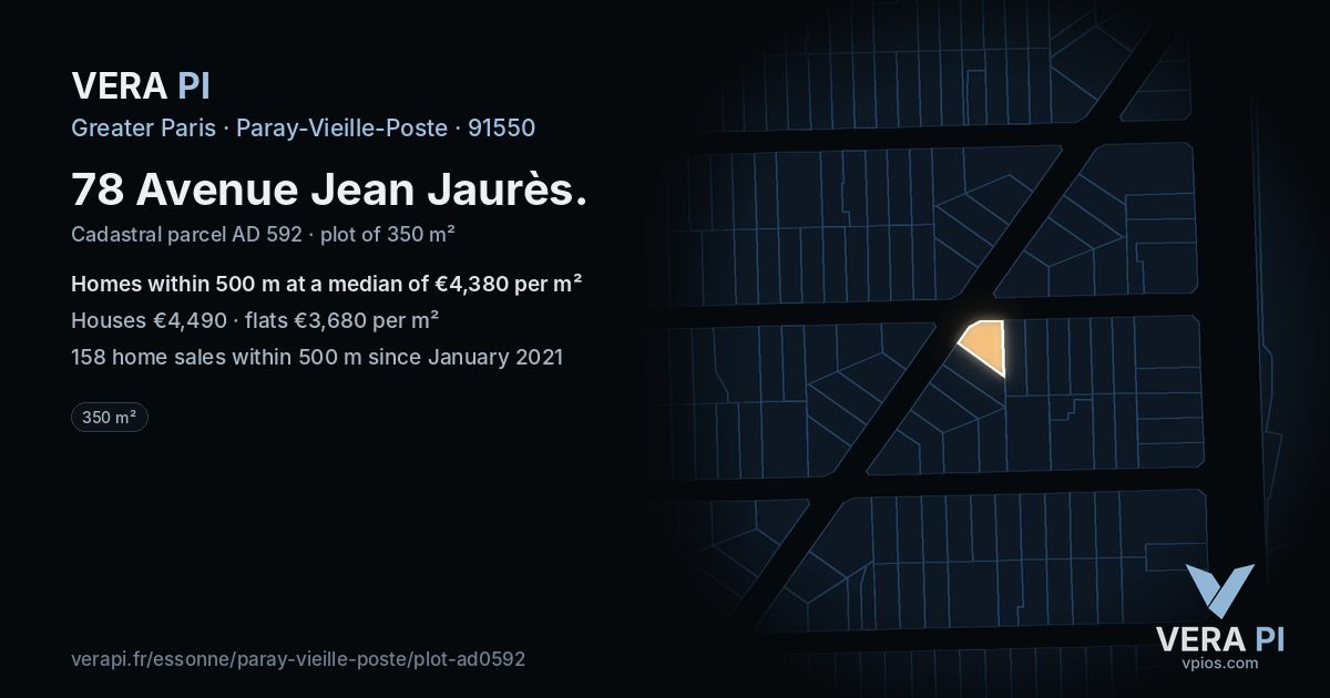 78 Avenue Jean Jaurès, Paray-Vieille-Poste at night – the plot lit, the parcels around coloured by the prices near them
