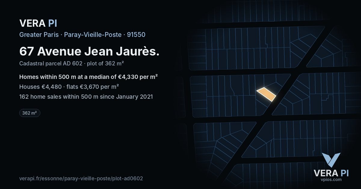 67 Avenue Jean Jaurès, Paray-Vieille-Poste at night – the plot lit, the parcels around coloured by the prices near them