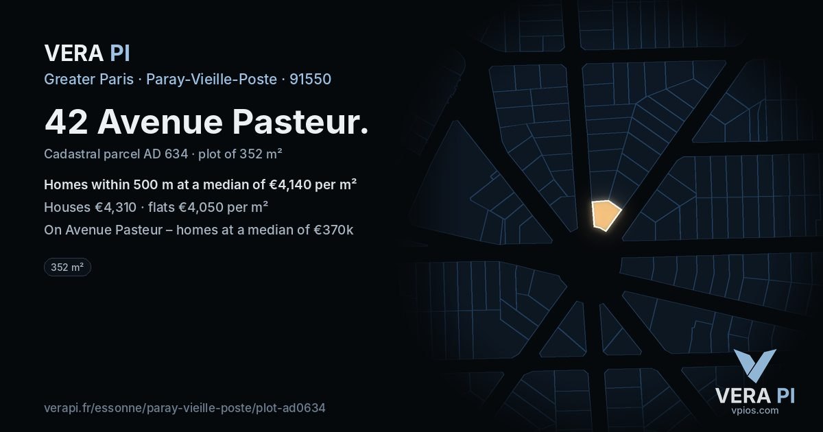 42 Avenue Pasteur, Paray-Vieille-Poste at night – the plot lit, the parcels around coloured by the prices near them
