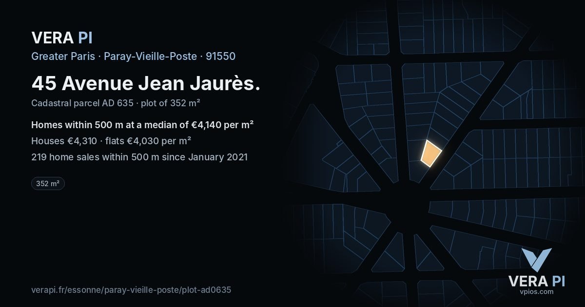 45 Avenue Jean Jaurès, Paray-Vieille-Poste at night – the plot lit, the parcels around coloured by the prices near them