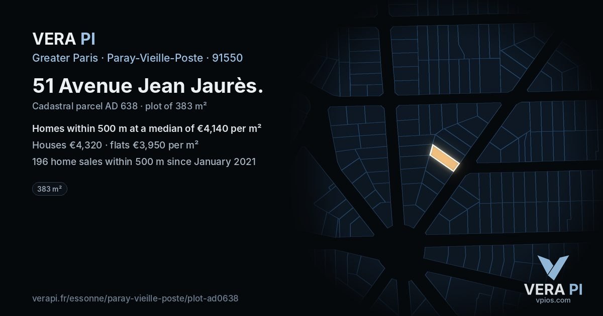 51 Avenue Jean Jaurès, Paray-Vieille-Poste at night – the plot lit, the parcels around coloured by the prices near them