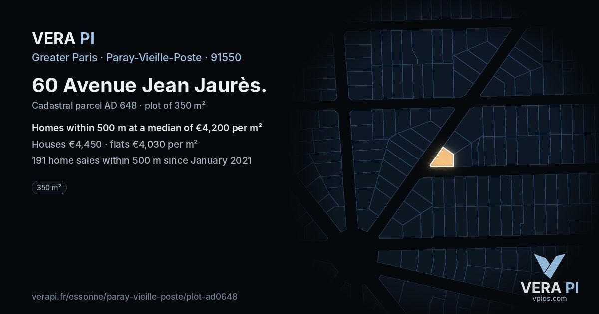 60 Avenue Jean Jaurès, Paray-Vieille-Poste at night – the plot lit, the parcels around coloured by the prices near them