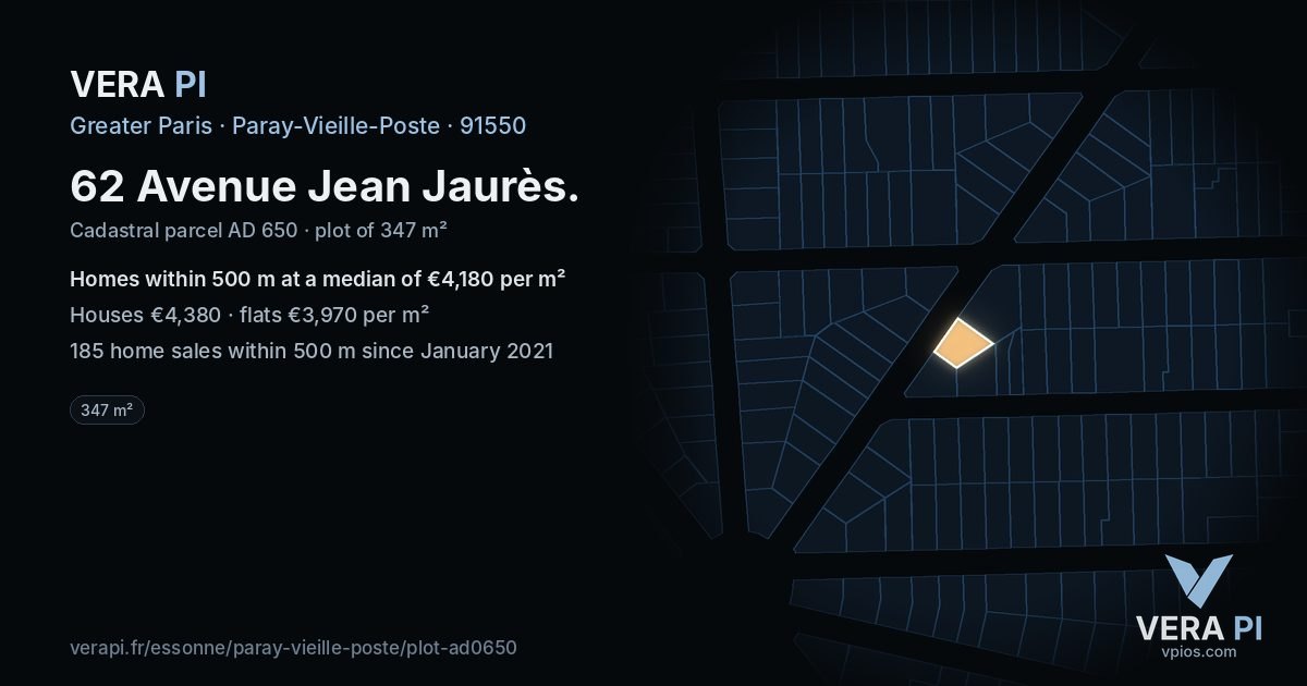 62 Avenue Jean Jaurès, Paray-Vieille-Poste at night – the plot lit, the parcels around coloured by the prices near them