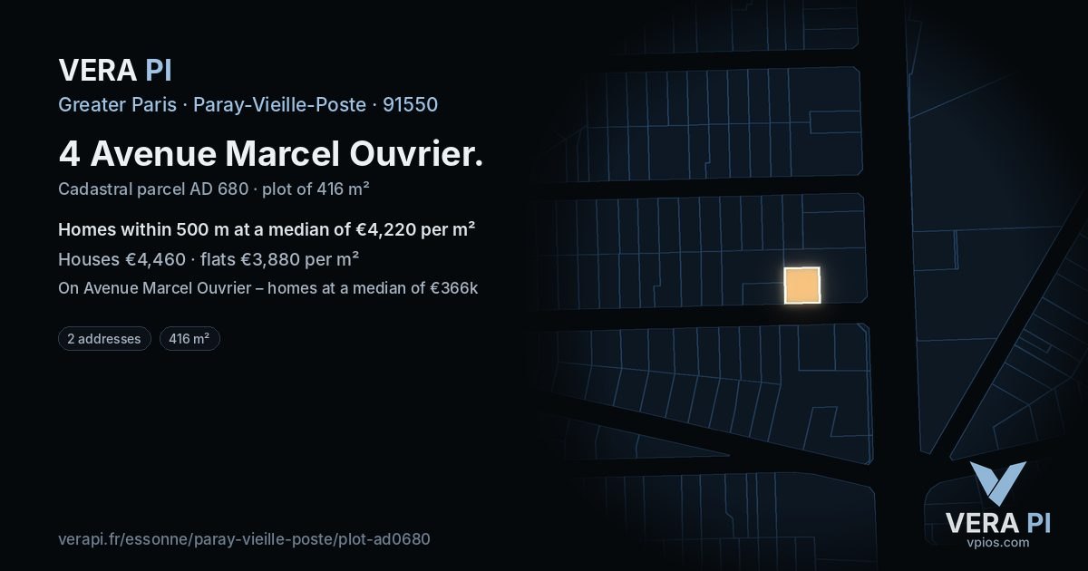 4 Avenue Marcel Ouvrier, Paray-Vieille-Poste at night – the plot lit, the parcels around coloured by the prices near them