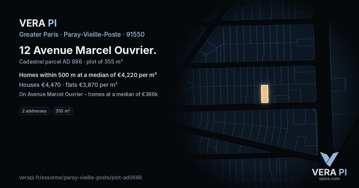 12 Avenue Marcel Ouvrier, Paray-Vieille-Poste at night – the plot lit, the parcels around coloured by the prices near them
