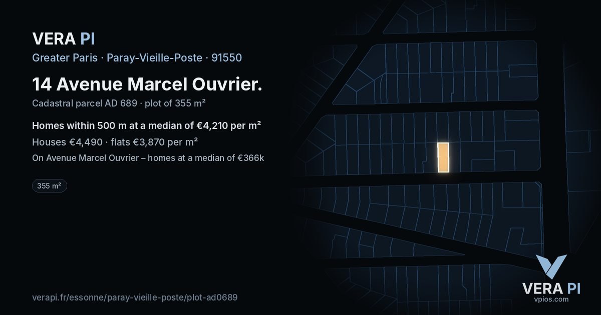 14 Avenue Marcel Ouvrier, Paray-Vieille-Poste at night – the plot lit, the parcels around coloured by the prices near them