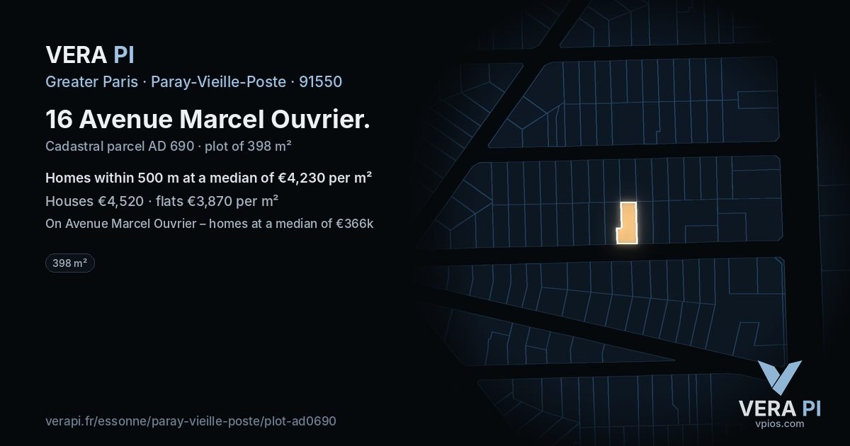 16 Avenue Marcel Ouvrier, Paray-Vieille-Poste at night – the plot lit, the parcels around coloured by the prices near them
