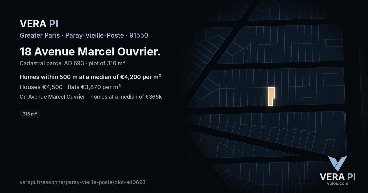 18 Avenue Marcel Ouvrier, Paray-Vieille-Poste at night – the plot lit, the parcels around coloured by the prices near them