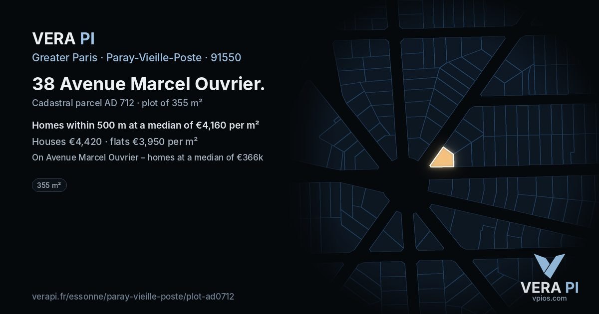 38 Avenue Marcel Ouvrier, Paray-Vieille-Poste at night – the plot lit, the parcels around coloured by the prices near them