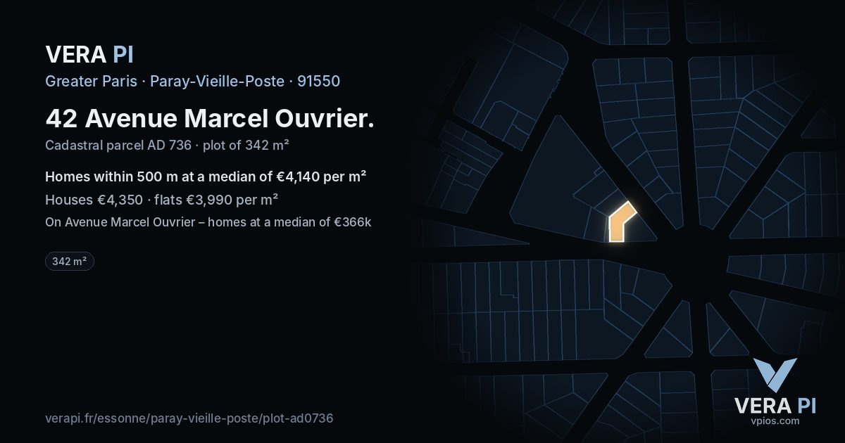 42 Avenue Marcel Ouvrier, Paray-Vieille-Poste at night – the plot lit, the parcels around coloured by the prices near them