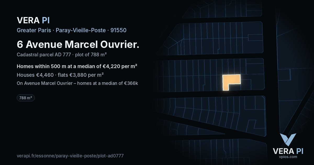 6 Avenue Marcel Ouvrier, Paray-Vieille-Poste at night – the plot lit, the parcels around coloured by the prices near them