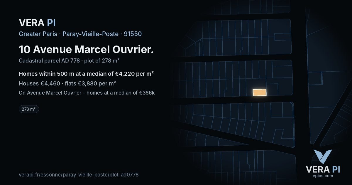 10 Avenue Marcel Ouvrier, Paray-Vieille-Poste at night – the plot lit, the parcels around coloured by the prices near them