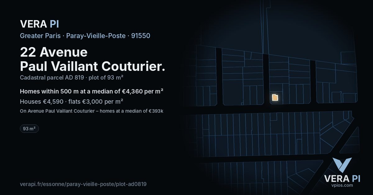 22 Avenue Paul Vaillant Couturier, Paray-Vieille-Poste at night – the plot lit, the parcels around coloured by the prices near them