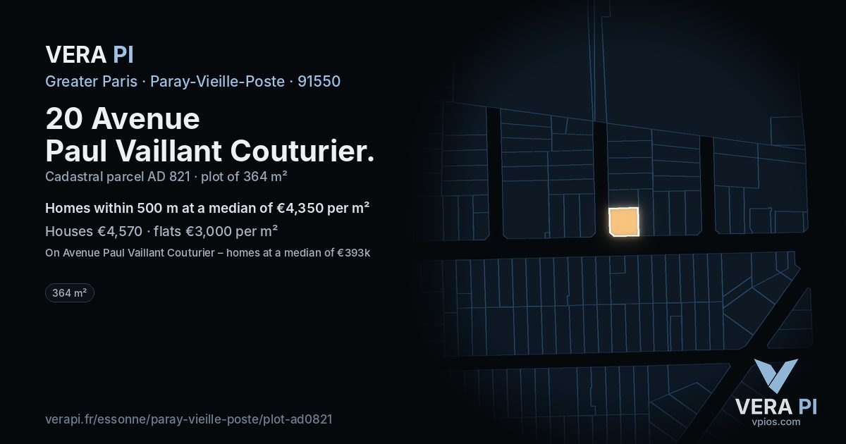 20 Avenue Paul Vaillant Couturier, Paray-Vieille-Poste at night – the plot lit, the parcels around coloured by the prices near them