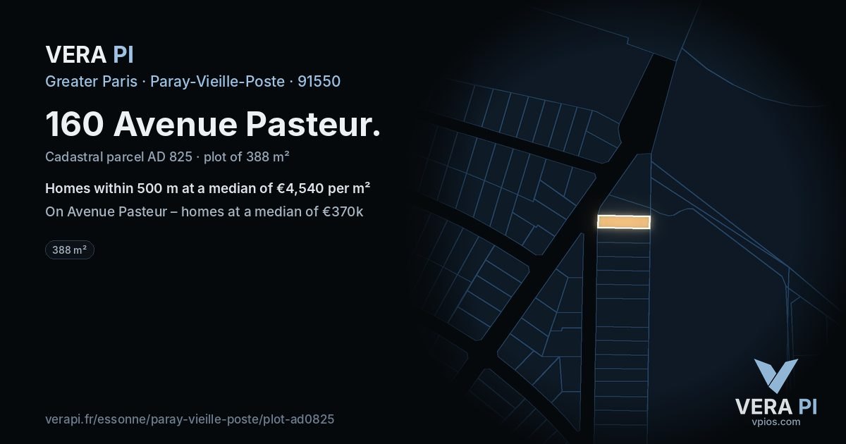 160 Avenue Pasteur, Paray-Vieille-Poste at night – the plot lit, the parcels around coloured by the prices near them