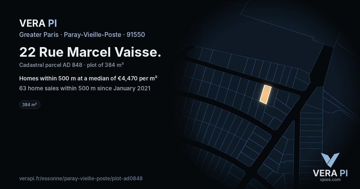 22 Rue Marcel Vaisse, Paray-Vieille-Poste at night – the plot lit, the parcels around coloured by the prices near them