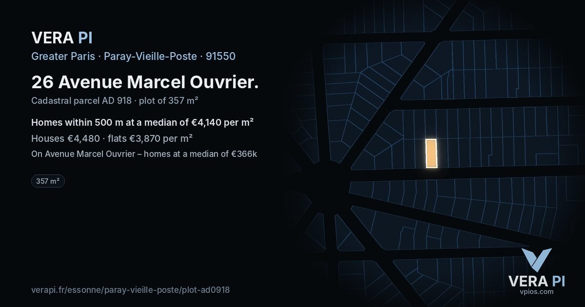 26 Avenue Marcel Ouvrier, Paray-Vieille-Poste at night – the plot lit, the parcels around coloured by the prices near them