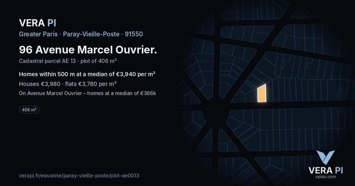 96 Avenue Marcel Ouvrier, Paray-Vieille-Poste at night – the plot lit, the parcels around coloured by the prices near them