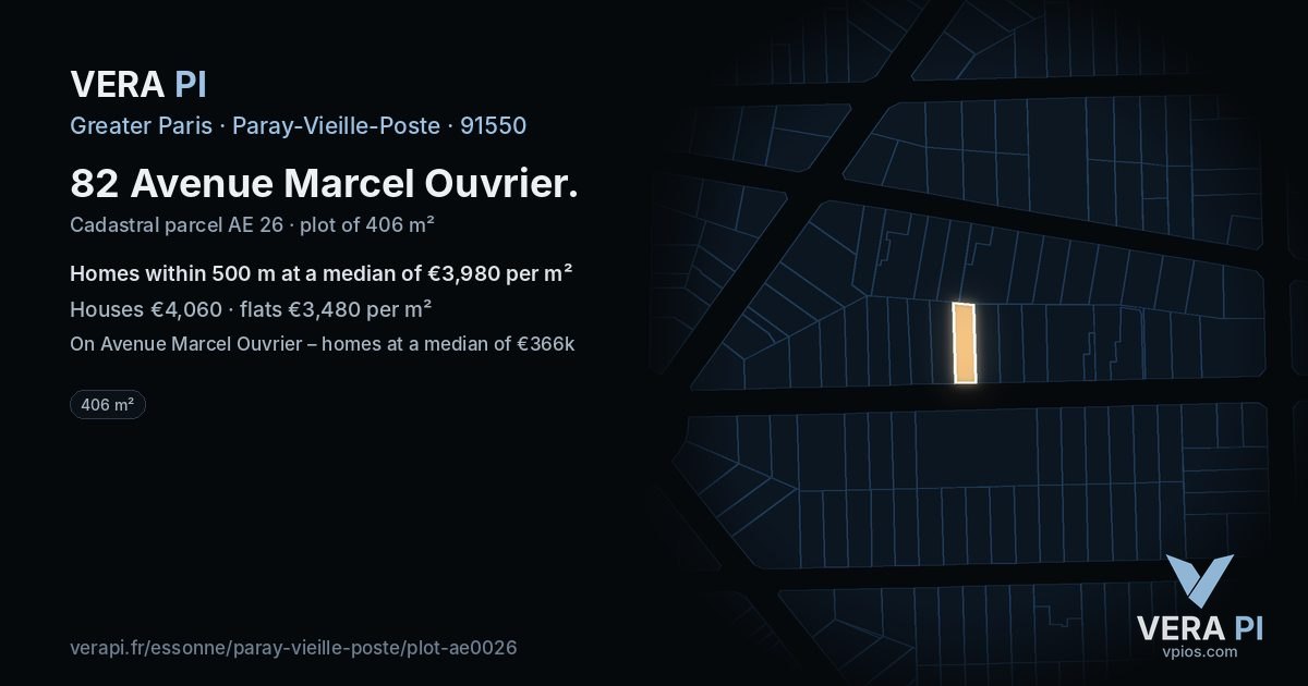 82 Avenue Marcel Ouvrier, Paray-Vieille-Poste at night – the plot lit, the parcels around coloured by the prices near them