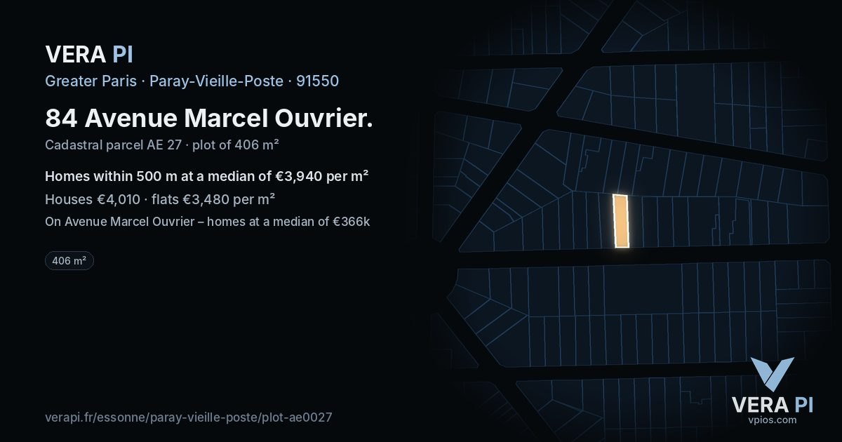 84 Avenue Marcel Ouvrier, Paray-Vieille-Poste at night – the plot lit, the parcels around coloured by the prices near them