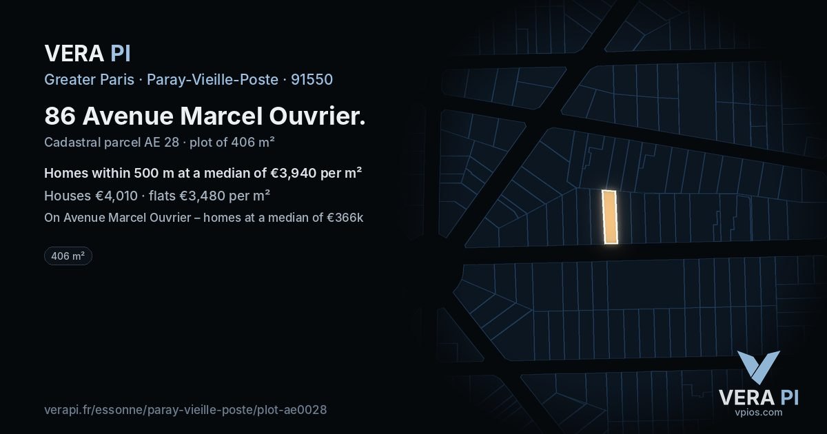86 Avenue Marcel Ouvrier, Paray-Vieille-Poste at night – the plot lit, the parcels around coloured by the prices near them