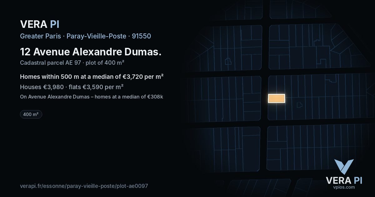 12 Avenue Alexandre Dumas, Paray-Vieille-Poste at night – the plot lit, the parcels around coloured by the prices near them
