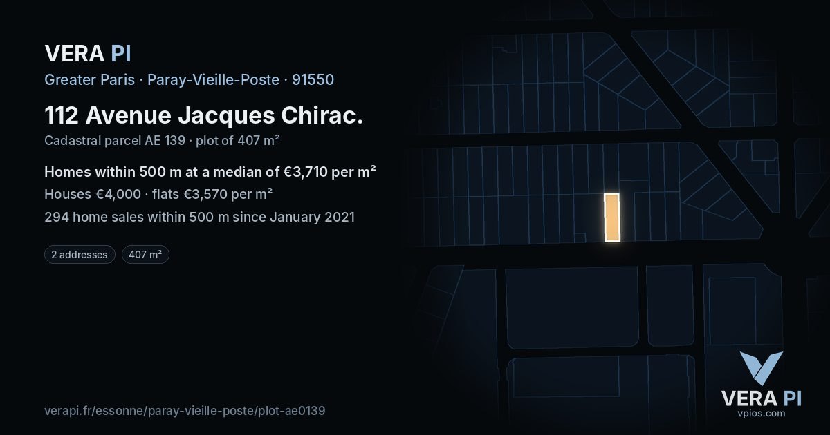 112 Avenue Jacques Chirac, Paray-Vieille-Poste at night – the plot lit, the parcels around coloured by the prices near them