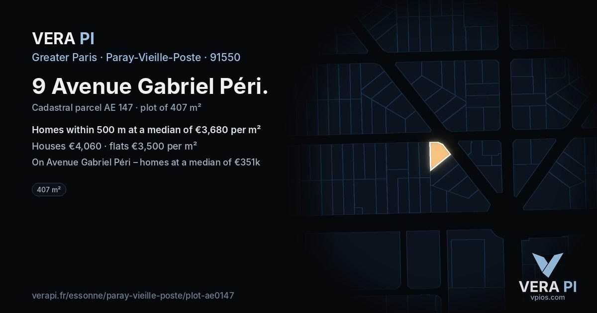 9 Avenue Gabriel Péri, Paray-Vieille-Poste at night – the plot lit, the parcels around coloured by the prices near them