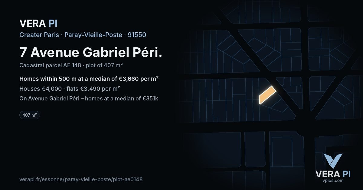 7 Avenue Gabriel Péri, Paray-Vieille-Poste at night – the plot lit, the parcels around coloured by the prices near them
