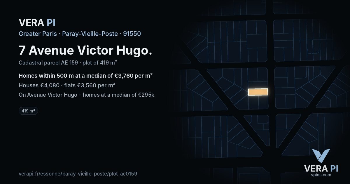 7 Avenue Victor Hugo, Paray-Vieille-Poste at night – the plot lit, the parcels around coloured by the prices near them