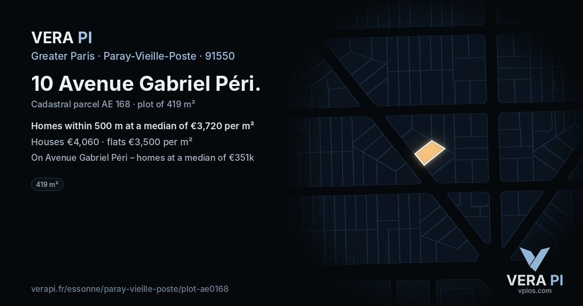 10 Avenue Gabriel Péri, Paray-Vieille-Poste at night – the plot lit, the parcels around coloured by the prices near them