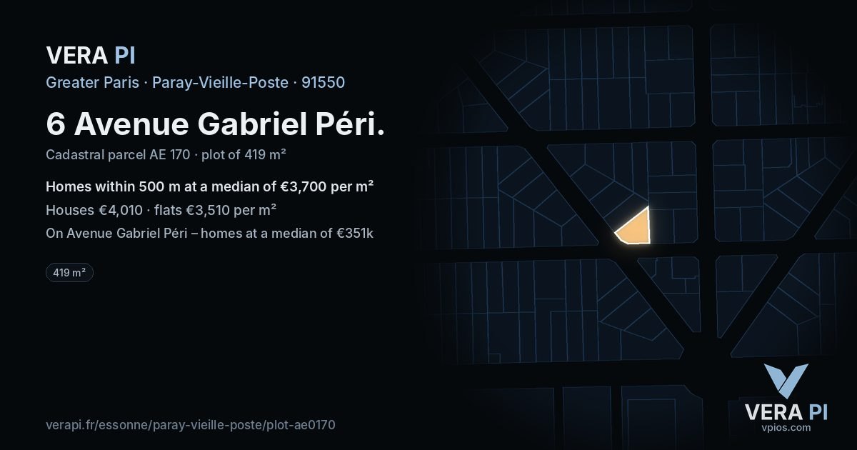 6 Avenue Gabriel Péri, Paray-Vieille-Poste at night – the plot lit, the parcels around coloured by the prices near them