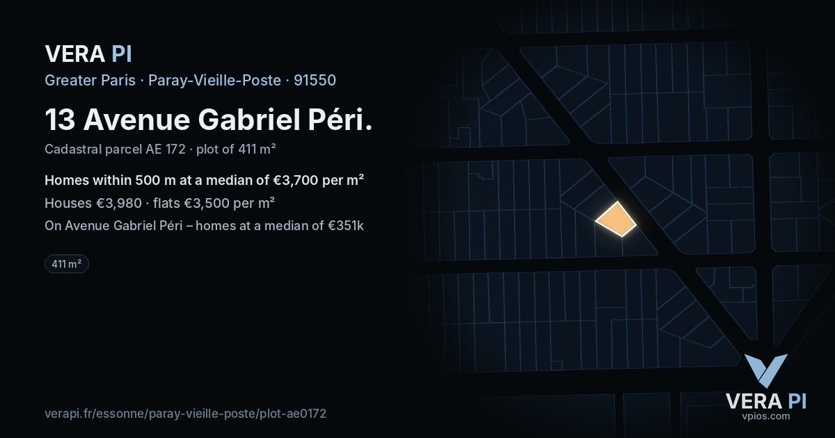 13 Avenue Gabriel Péri, Paray-Vieille-Poste at night – the plot lit, the parcels around coloured by the prices near them