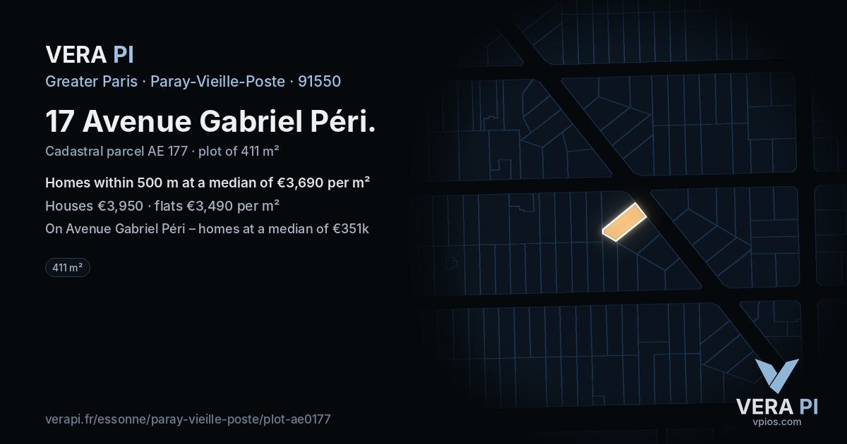 17 Avenue Gabriel Péri, Paray-Vieille-Poste at night – the plot lit, the parcels around coloured by the prices near them