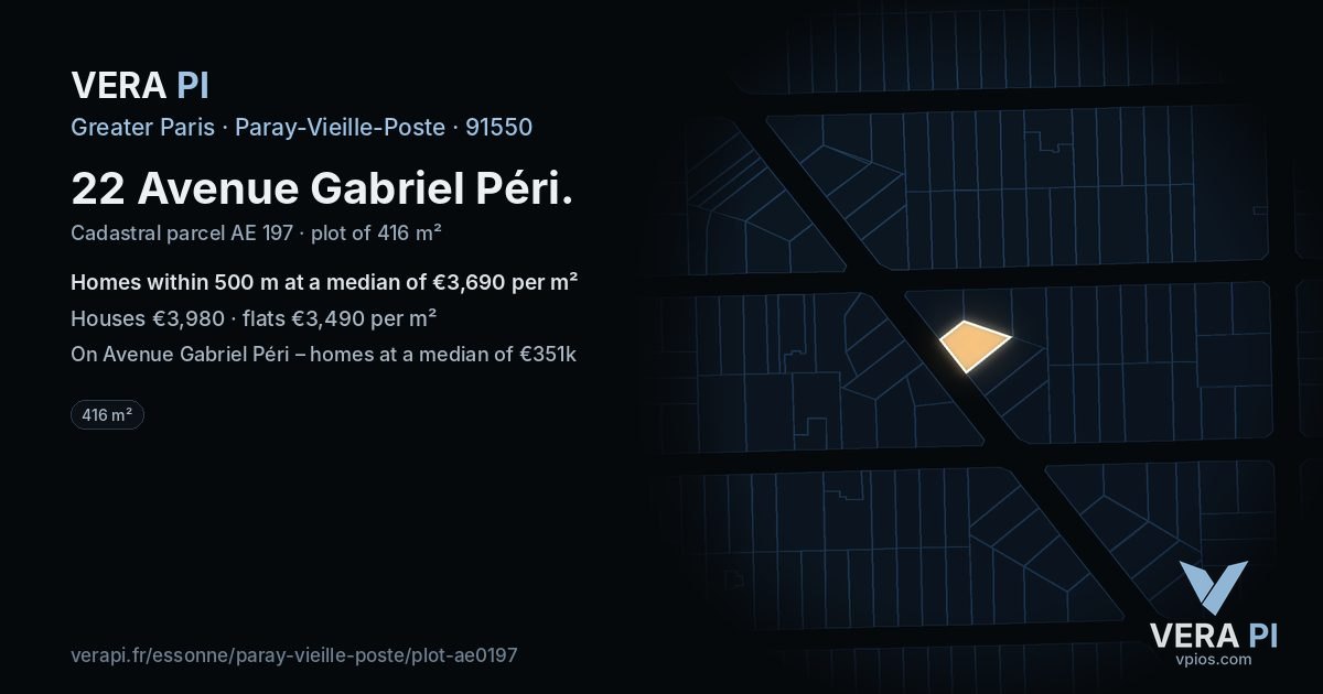 22 Avenue Gabriel Péri, Paray-Vieille-Poste at night – the plot lit, the parcels around coloured by the prices near them
