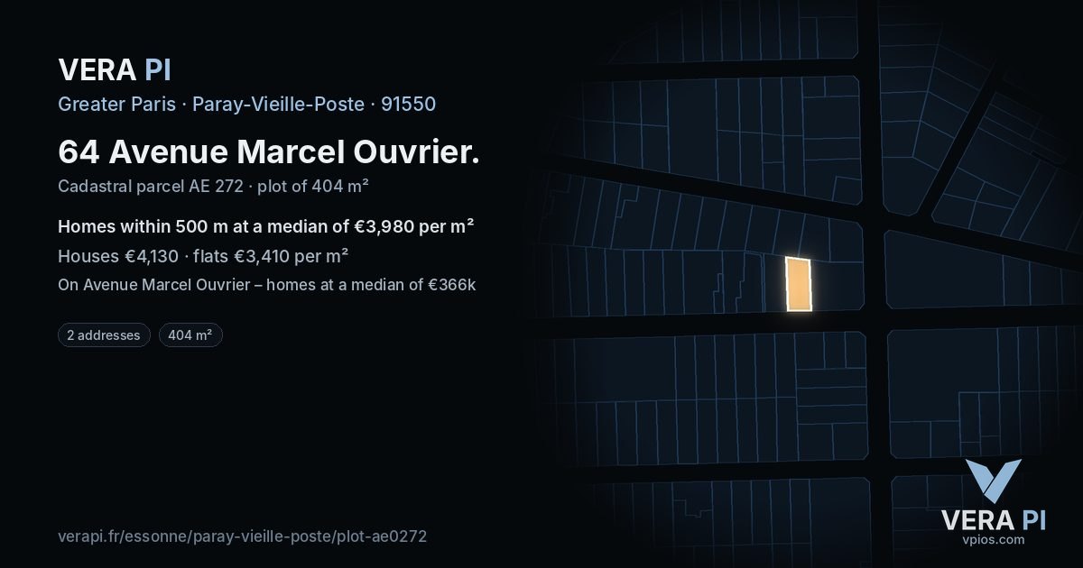 64 Avenue Marcel Ouvrier, Paray-Vieille-Poste at night – the plot lit, the parcels around coloured by the prices near them