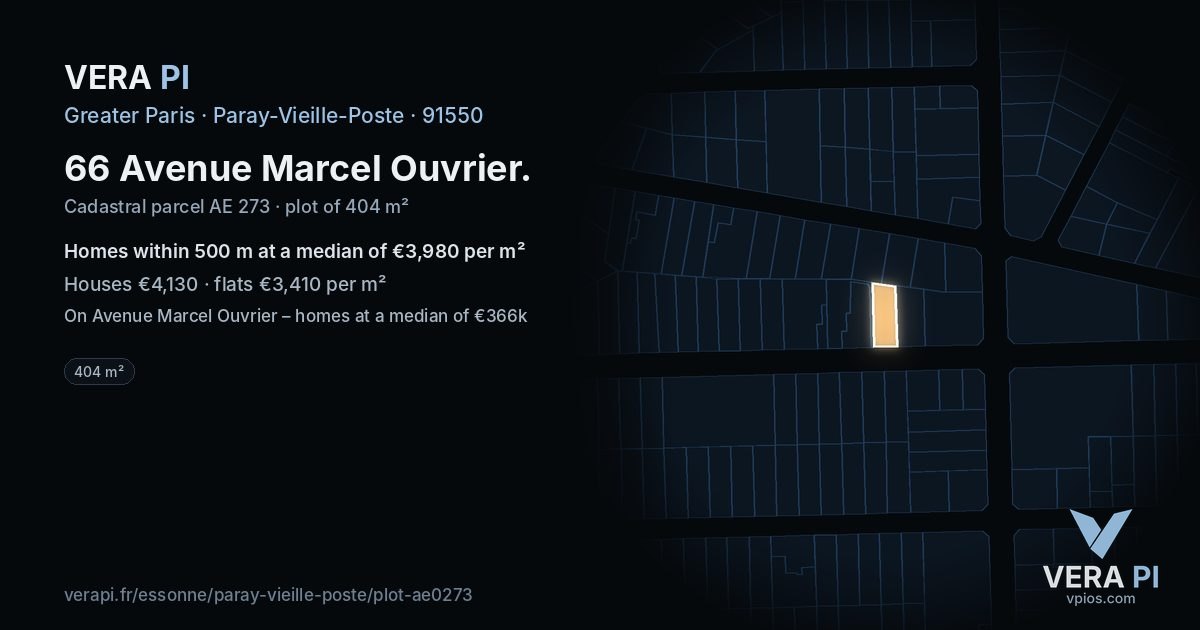 66 Avenue Marcel Ouvrier, Paray-Vieille-Poste at night – the plot lit, the parcels around coloured by the prices near them