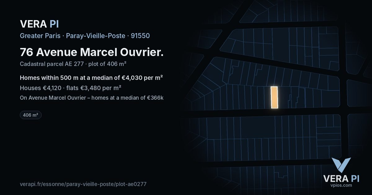 76 Avenue Marcel Ouvrier, Paray-Vieille-Poste at night – the plot lit, the parcels around coloured by the prices near them