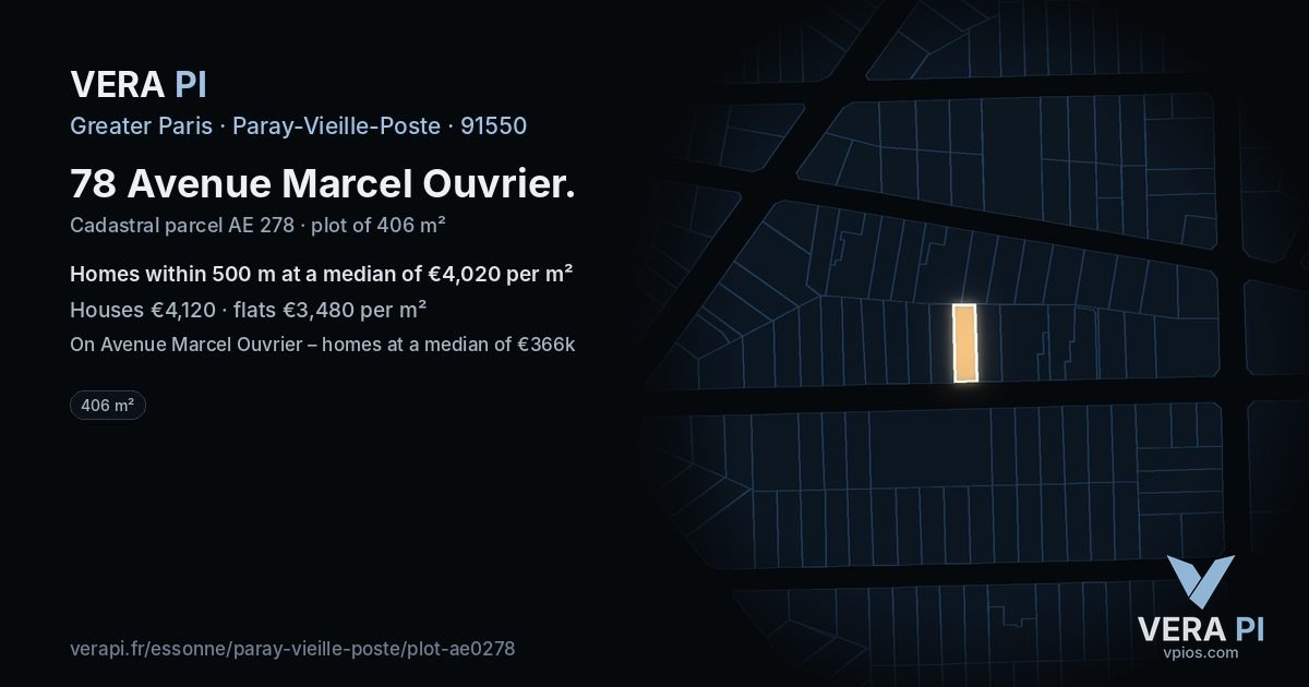 78 Avenue Marcel Ouvrier, Paray-Vieille-Poste at night – the plot lit, the parcels around coloured by the prices near them