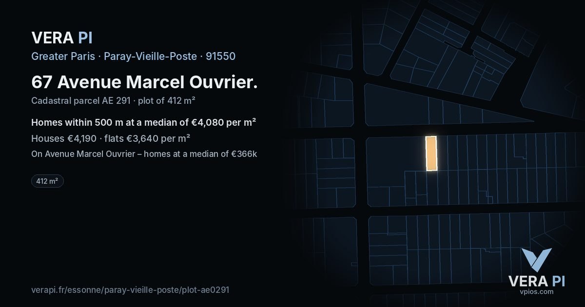 67 Avenue Marcel Ouvrier, Paray-Vieille-Poste at night – the plot lit, the parcels around coloured by the prices near them