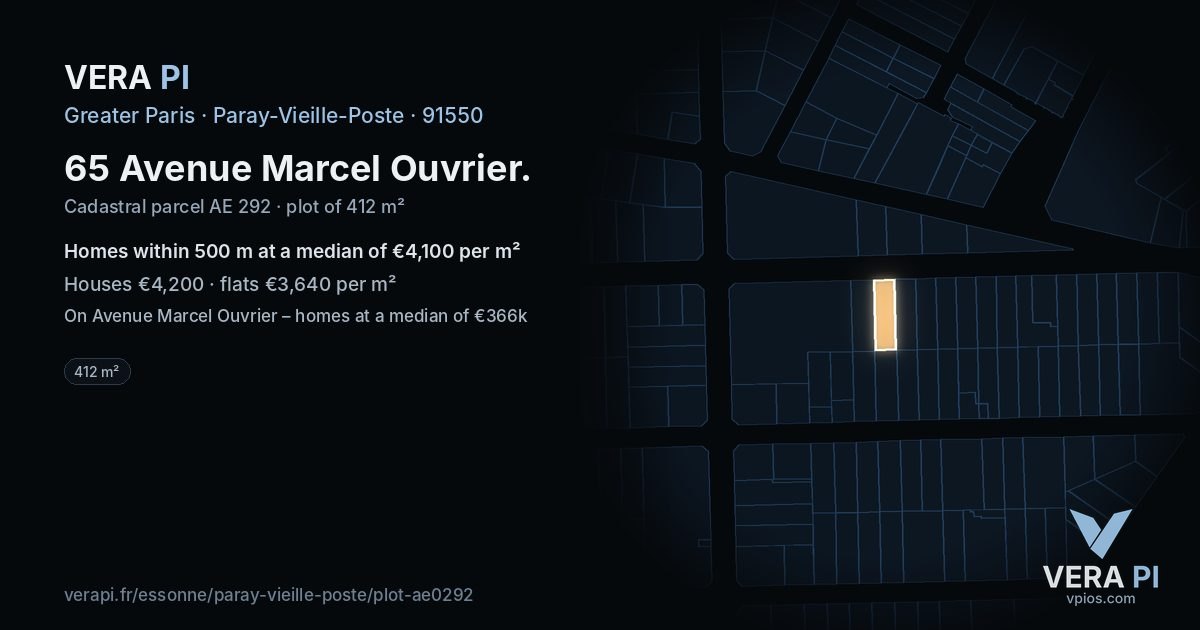 65 Avenue Marcel Ouvrier, Paray-Vieille-Poste at night – the plot lit, the parcels around coloured by the prices near them